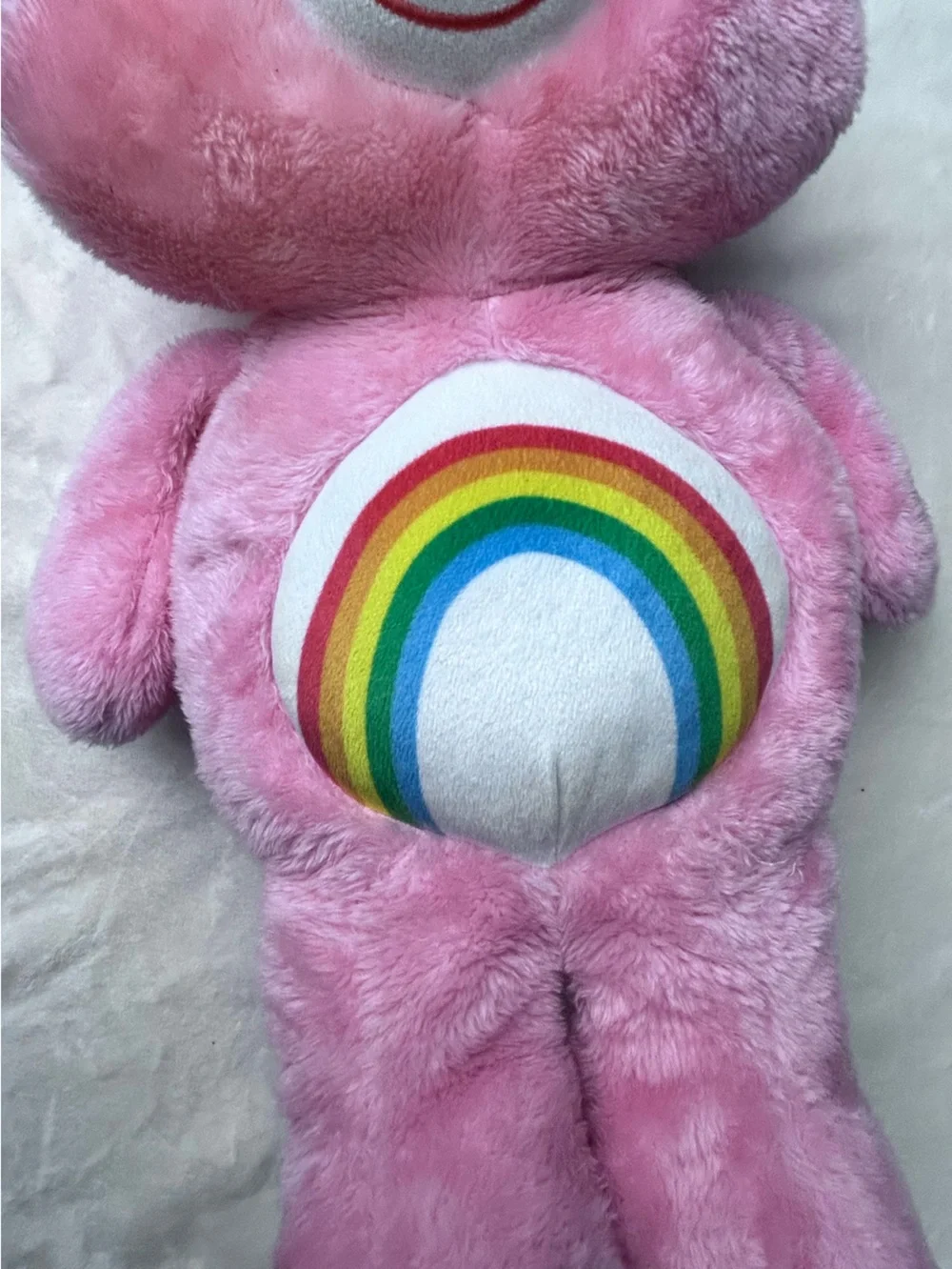 Care Bears Pink Plush Stuffed Bear with Rainbow Belly Emblem Heart Brand Logo